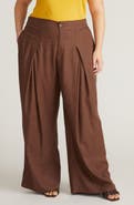 Universal Standard Marley Pleated Linen Blend Wide Leg Pants