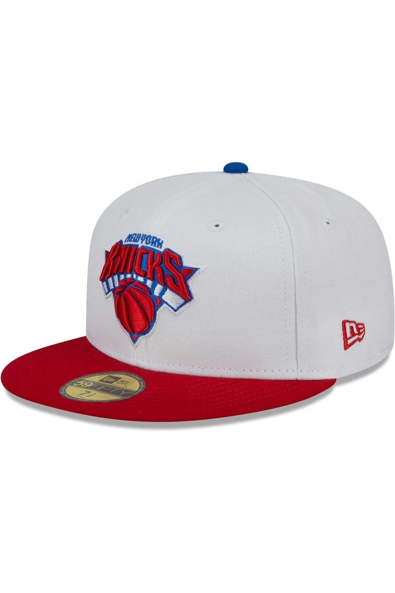 Men's New Era White/Red New York Knicks 59FIFTY Fitted Hat, Alternate, color, White