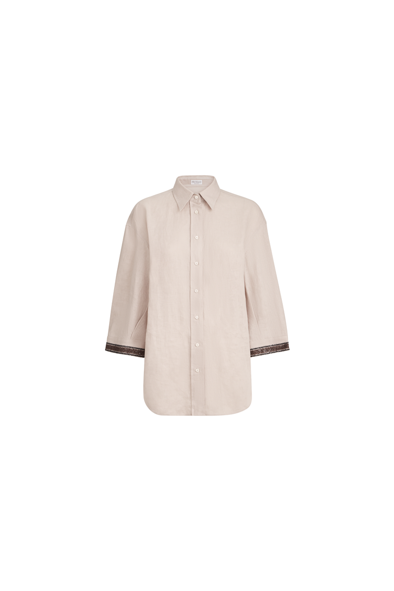 Linen shirt with dazzling cuffs, Main, color, Yuta