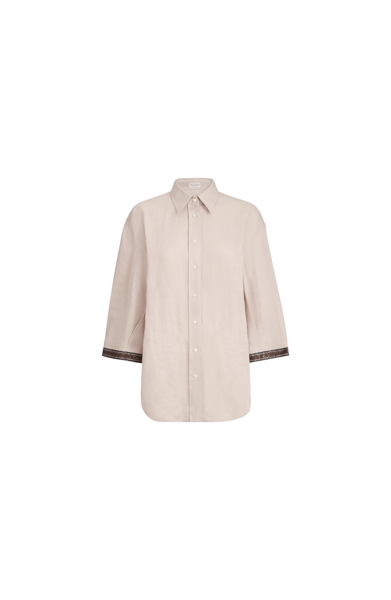 Brunello Cucinelli Linen shirt with dazzling cuffs, Main, color, Yuta