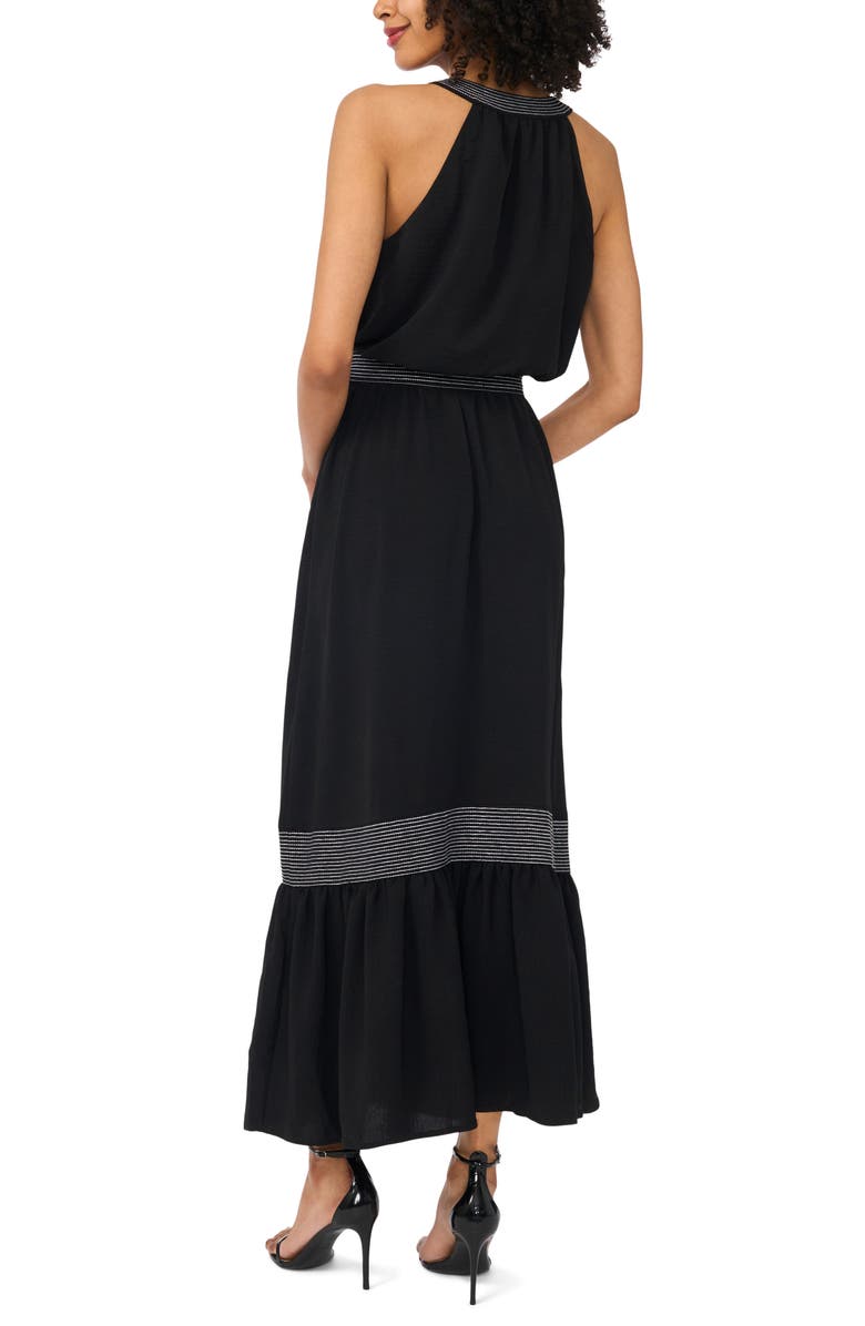 Vince Camuto Trapunto Contrast Stitch Maxi Dress, Alternate, color, Rich Black