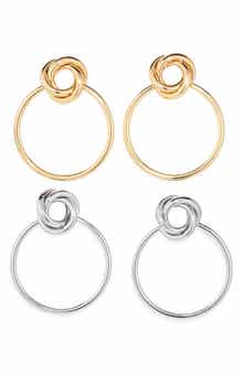 Tasha Set of 2 Knot Frontal Hoop Earrings