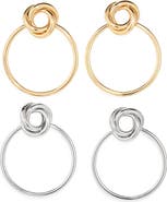 Tasha Set of 2 Knot Frontal Hoop Earrings