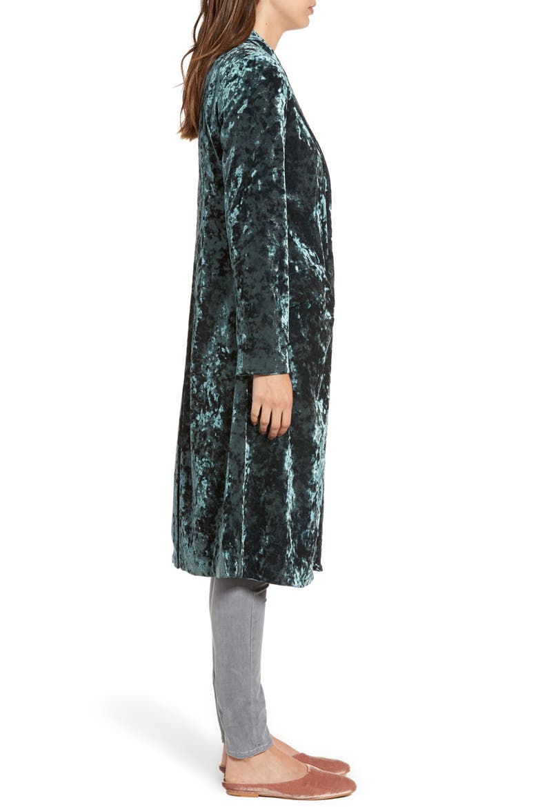 Long Velour Jacket, Alternate, color, GREEN WOOD