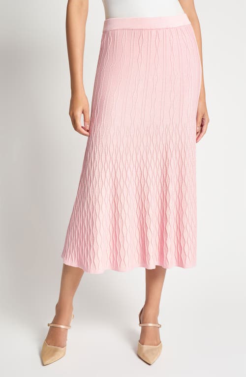 Misook Heritage Fit Raised Geo Flare Midi Skirt In Soft Blush