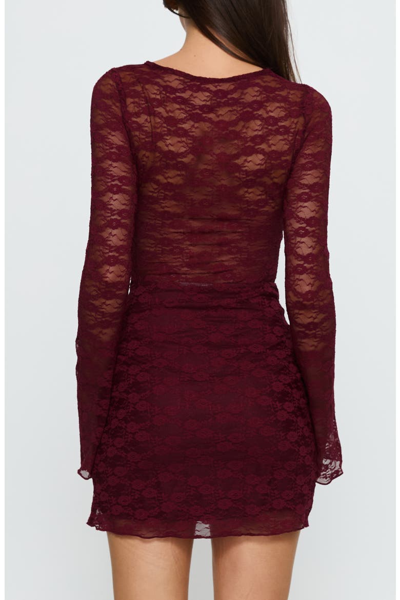 Best You Had Lace Long Sleeve Minidress, Alternate, color, BURGUNDY