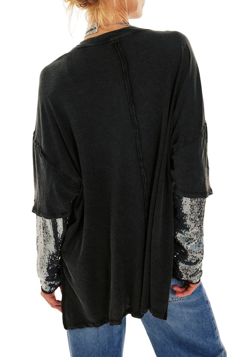 Free People Nellie Sequin Twofer Top, Alternate, color, Black