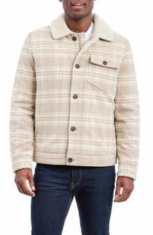 Lucky Brand Plaid Faux Shearling Lined Trucker Jacket