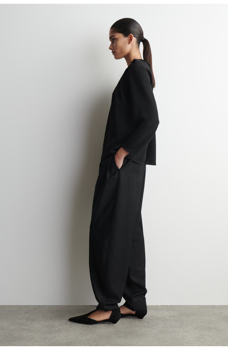 COS Voluminous Pleated Blouse, Alternate, color, Black