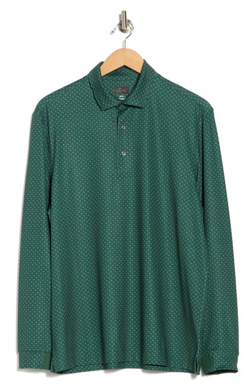 Greg Norman Fairway Pins Long Sleeve Performance Golf Polo In Green