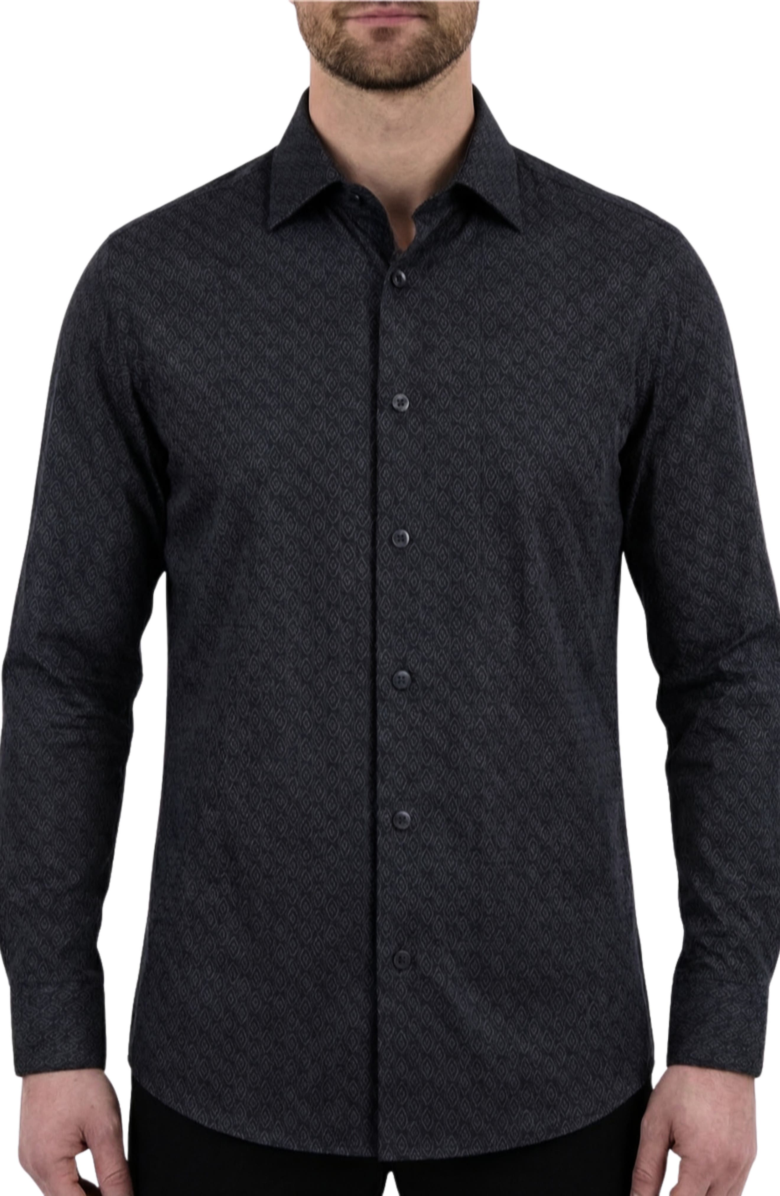 Report Collection Regular Fit Motif Print 4-Way-Stretch Button-Up Shirt