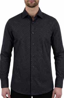 Report Collection Regular Fit Motif Print 4-Way-Stretch Button-Up Shirt