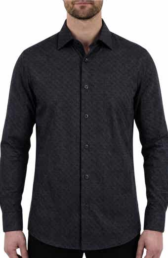 Report Collection Regular Fit Motif Print 4-Way-Stretch Button-Up Shirt