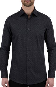 Report Collection Regular Fit Motif Print 4-Way-Stretch Button-Up Shirt