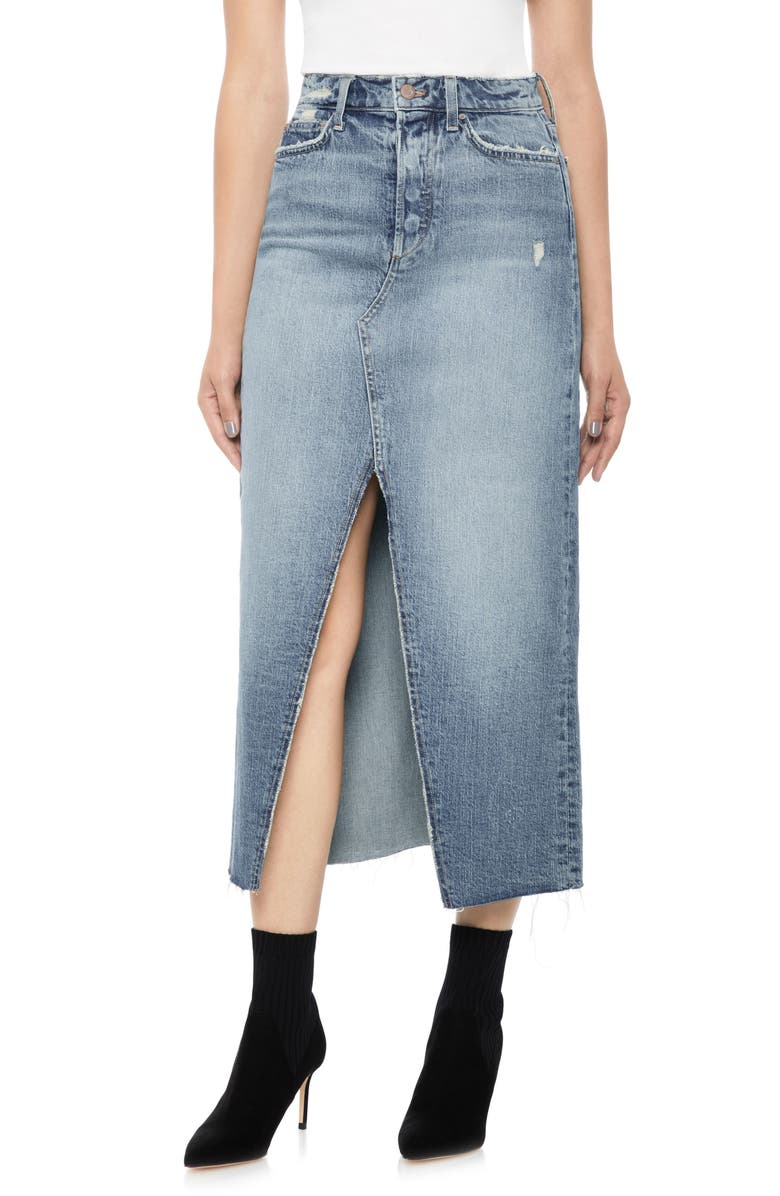 Joe's High Waist Long Denim Skirt, Main, color, 