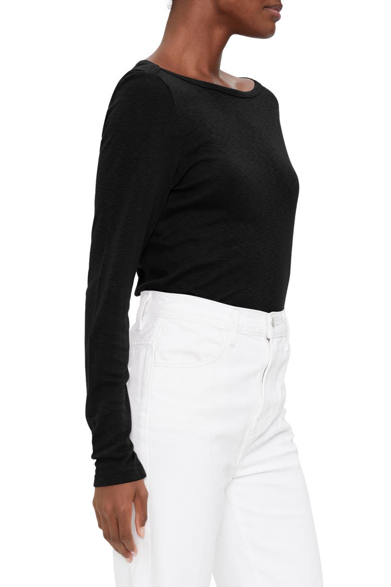 Winona Envelope Neck Long Sleeve Cotton Blend Top, Alternate, color, BLACK
