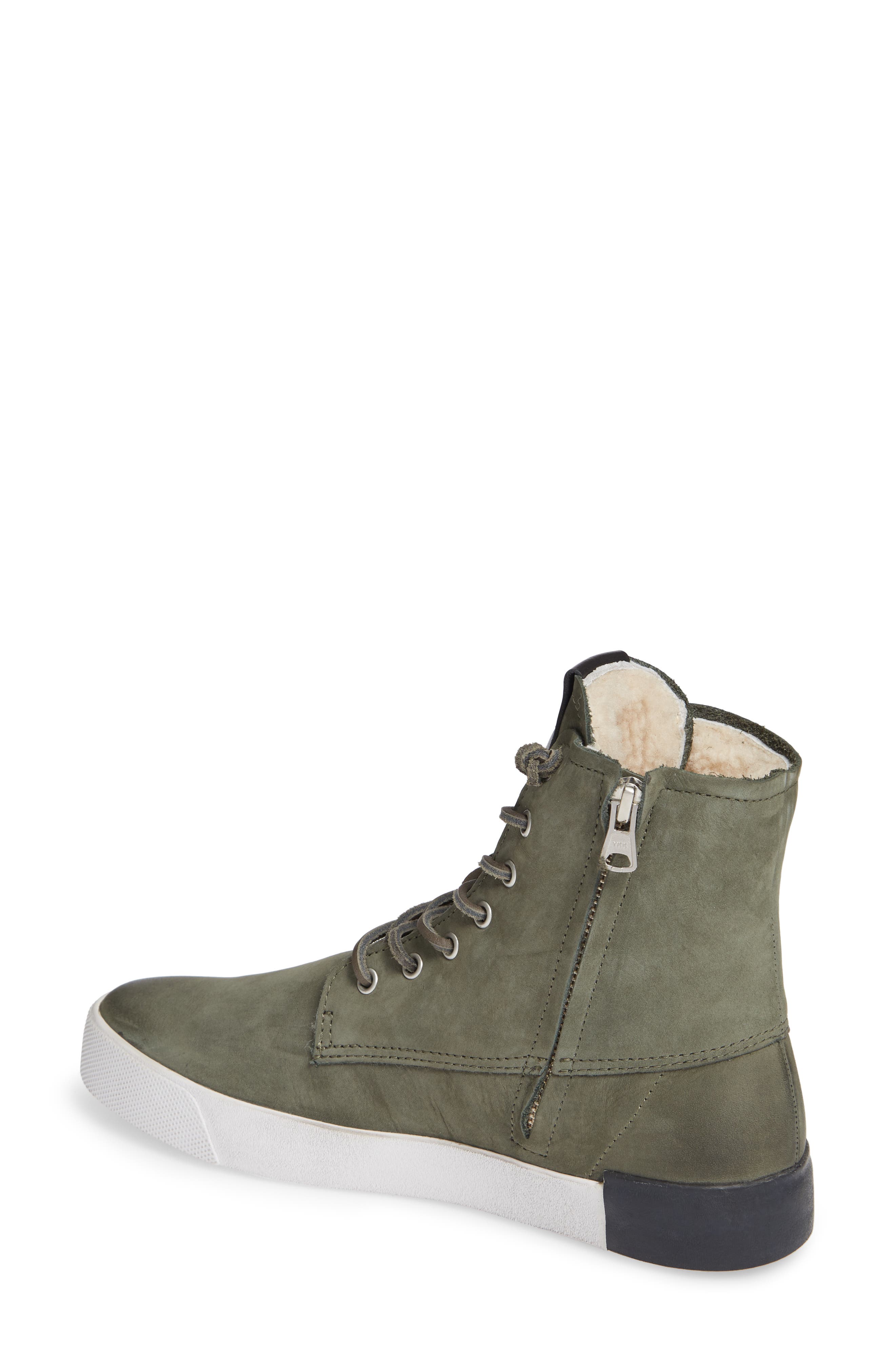 QL41 High Top Sneaker with Genuine Shearling Lining, Alternate, color, GREEN LEATHER