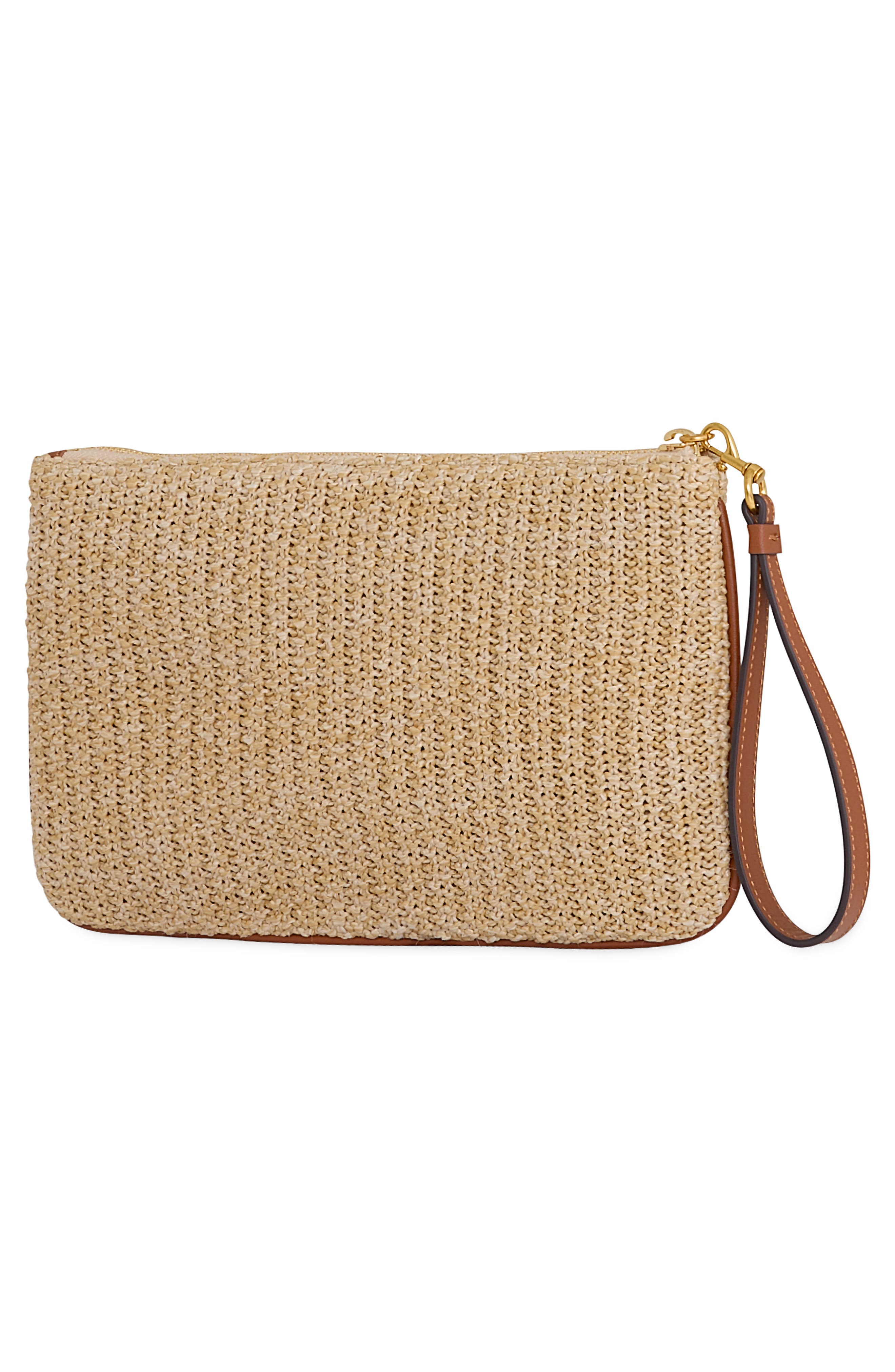 Ashlee Raffia Wristlet Pouch, Alternate, color, NATURAL