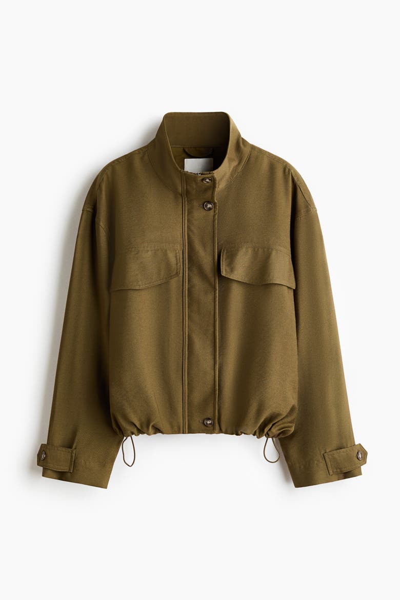 Funnel-Collar Jacket, Alternate, color, Khaki green