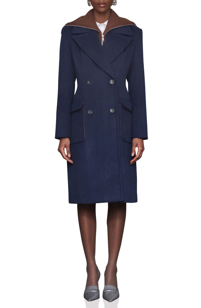 Avec Les Filles Double Breasted Coat with Cardigan Dickie, Main, color,