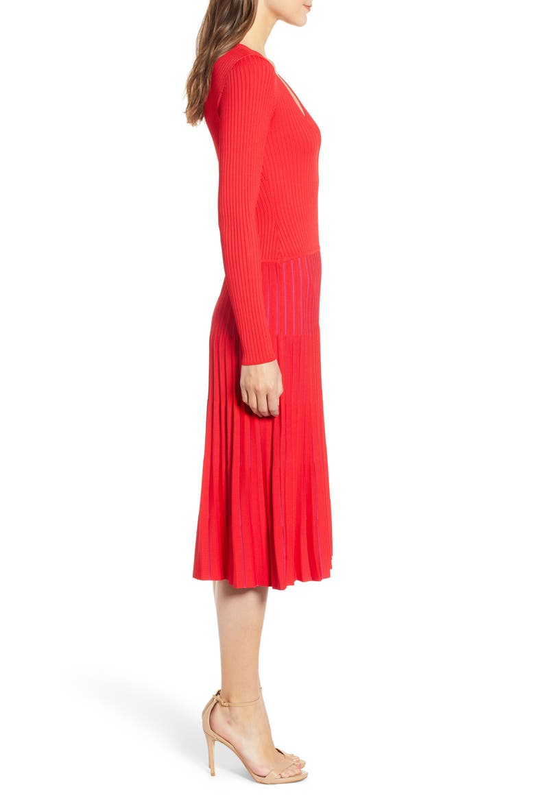 Accordion Sweater Dress, Alternate, color, RED LOLLIPOP COMBO