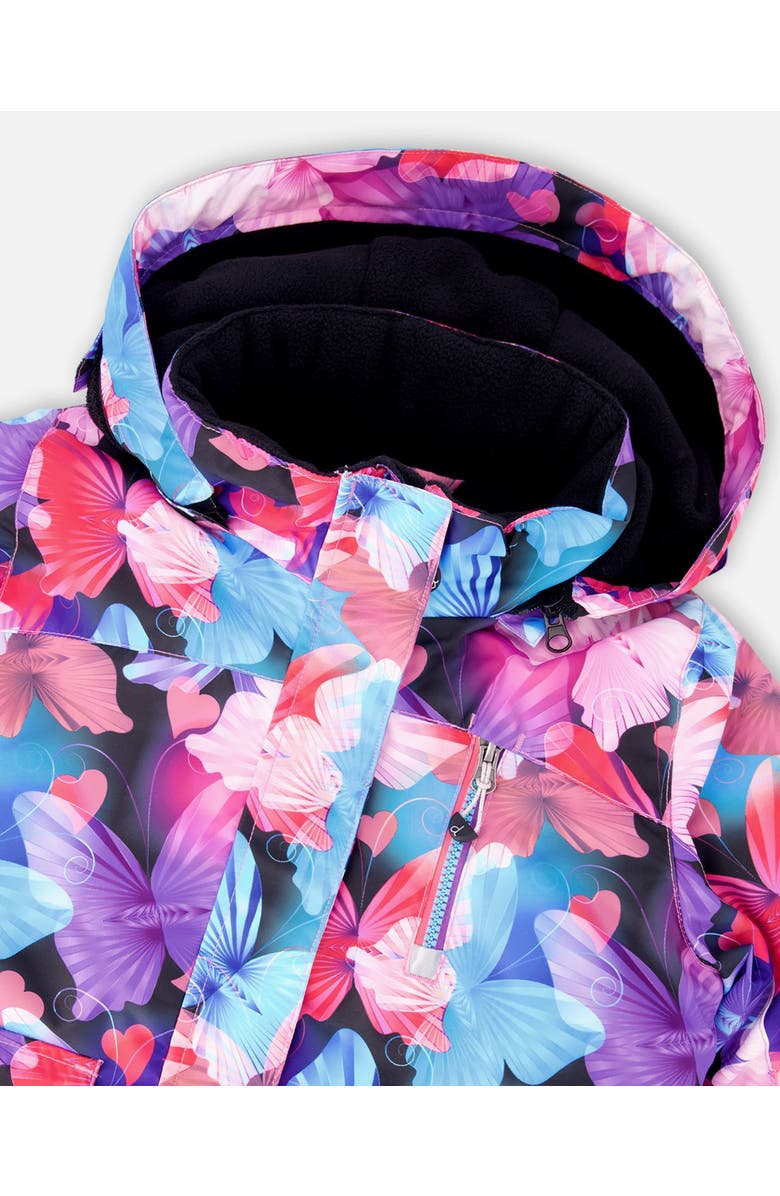 Deux par Deux Two-Piece Play Snowsuit with Butterfly Jacket, Alternate, color, Flash Coral