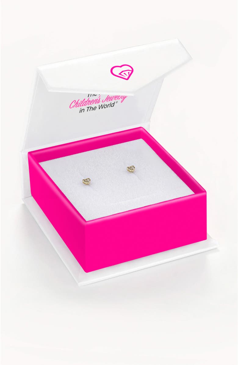 In Season Jewelry 14k Tiny Pave Cubic Zirconia Heart Earrings, Alternate, color, Gold