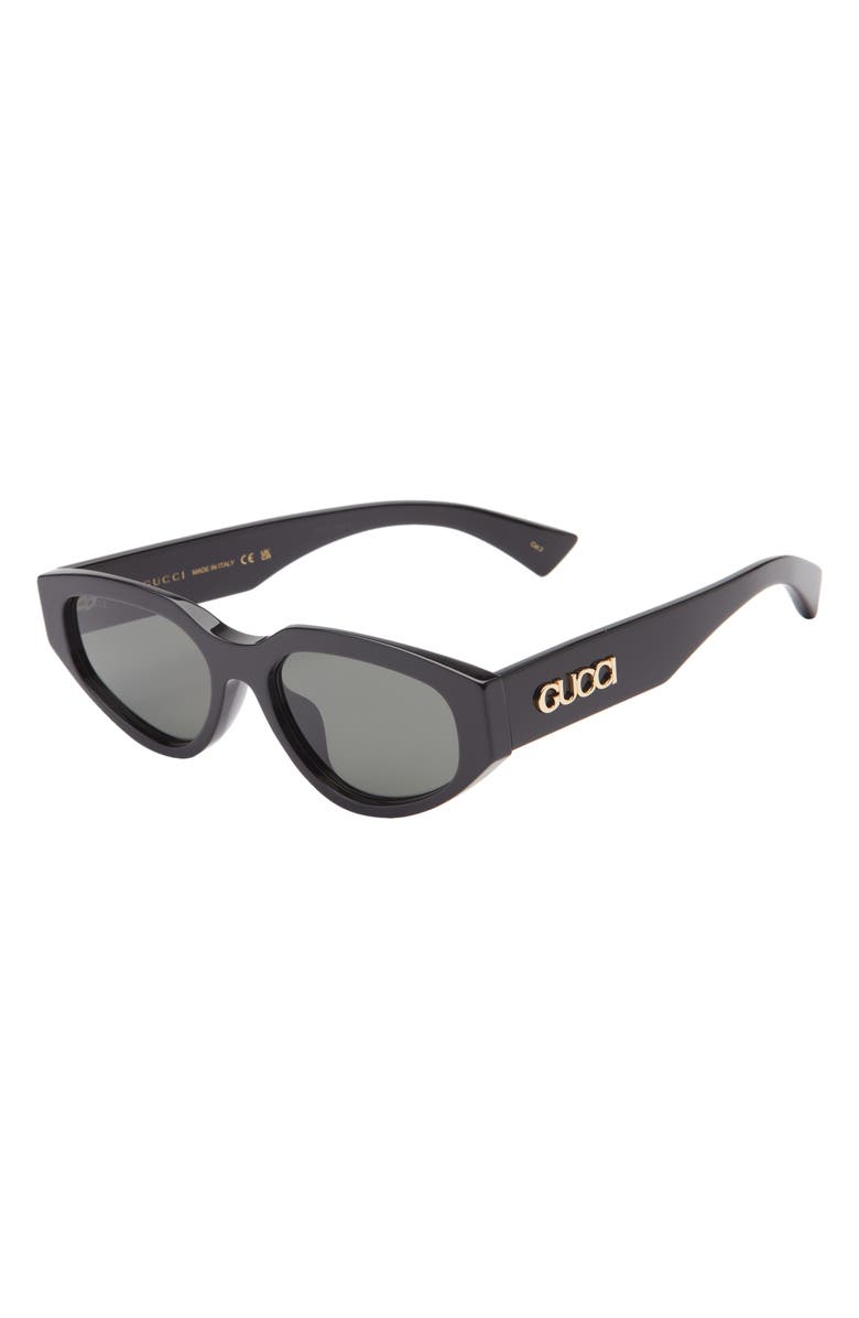 Gucci 55mm Oval Sunglasses, Alternate, color, Black