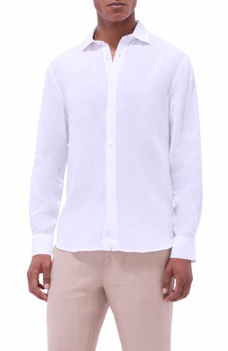 Bugatchi Axel Shaped Fit Linen Button-Up Shirt