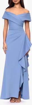 Xscape Evenings Off the Shoulder Scuba Mermaid Gown