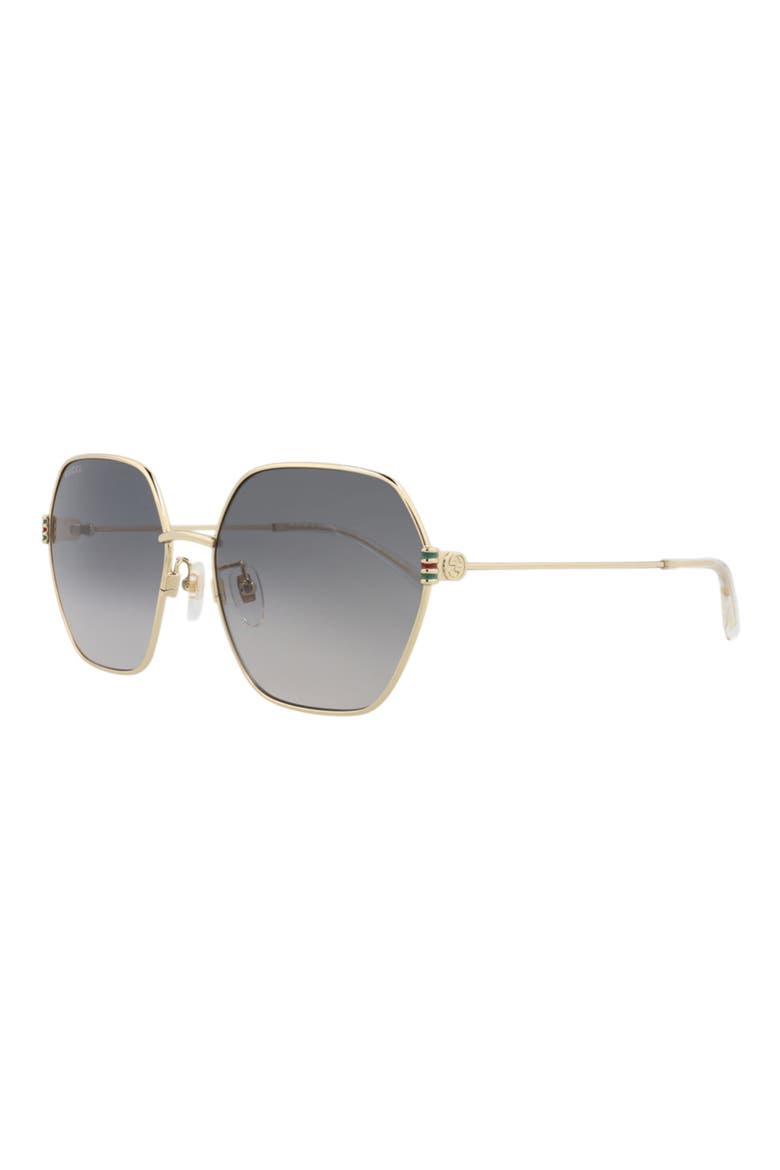 60mm Geometric Sunglasses, Alternate, color, GOLD GOLD GREY
