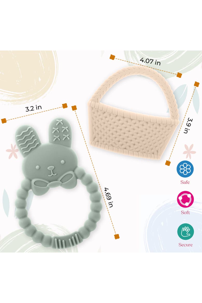 Easter Silicone Baby Teether Set Cute Gift Toys 5-Piece, Alternate, color, 2 Pack