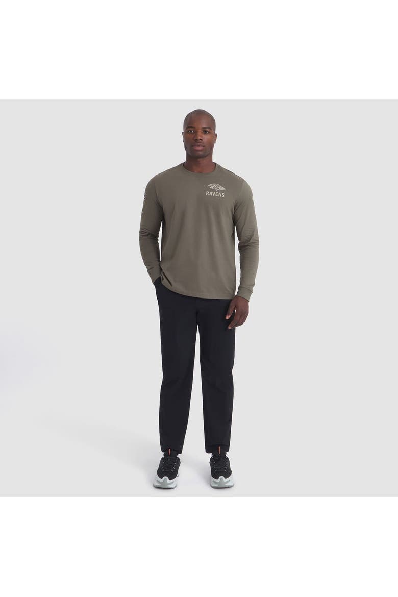 Men's Nike Olive Baltimore Ravens 2025 Salute to Service Sideline Long Sleeve T-Shirt, Alternate, color, Olive