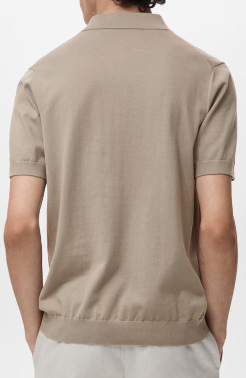Mango Solid Cotton Polo Sweater In Brown