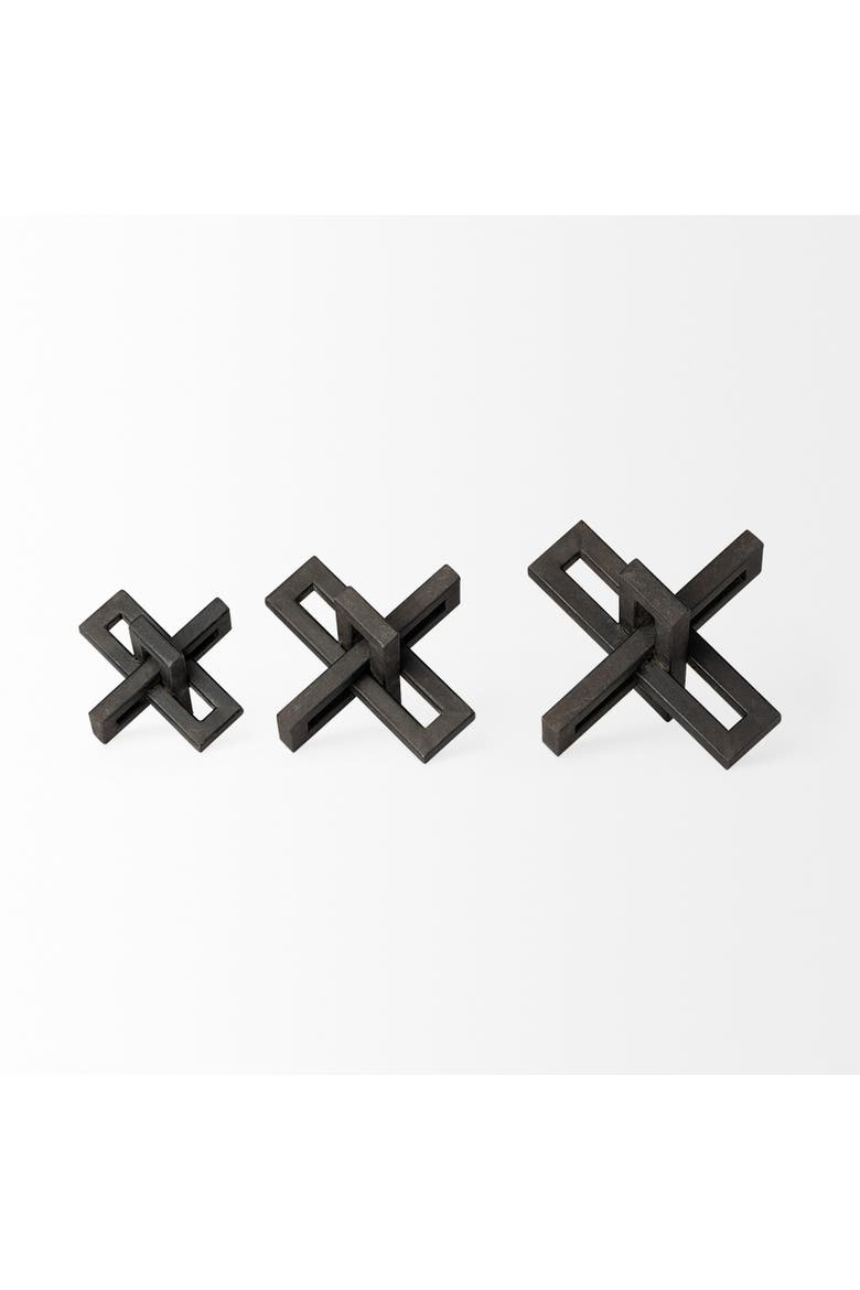 Aleph Set of 3 Metal Jacks, Alternate, color, Black