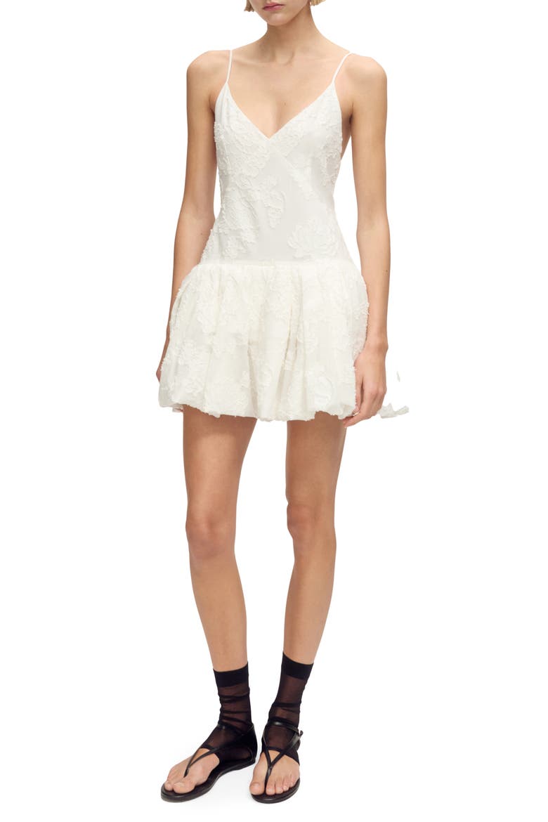 Embroidered Bubble Minidress, Main, color, WHITE