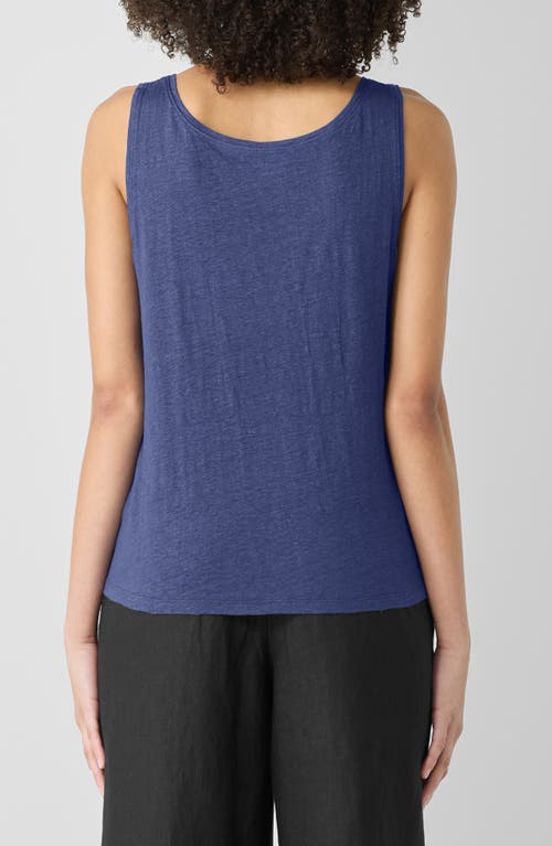 Eileen Fisher Scoop Neck Slim Fit Silk Tank Top In Bluette