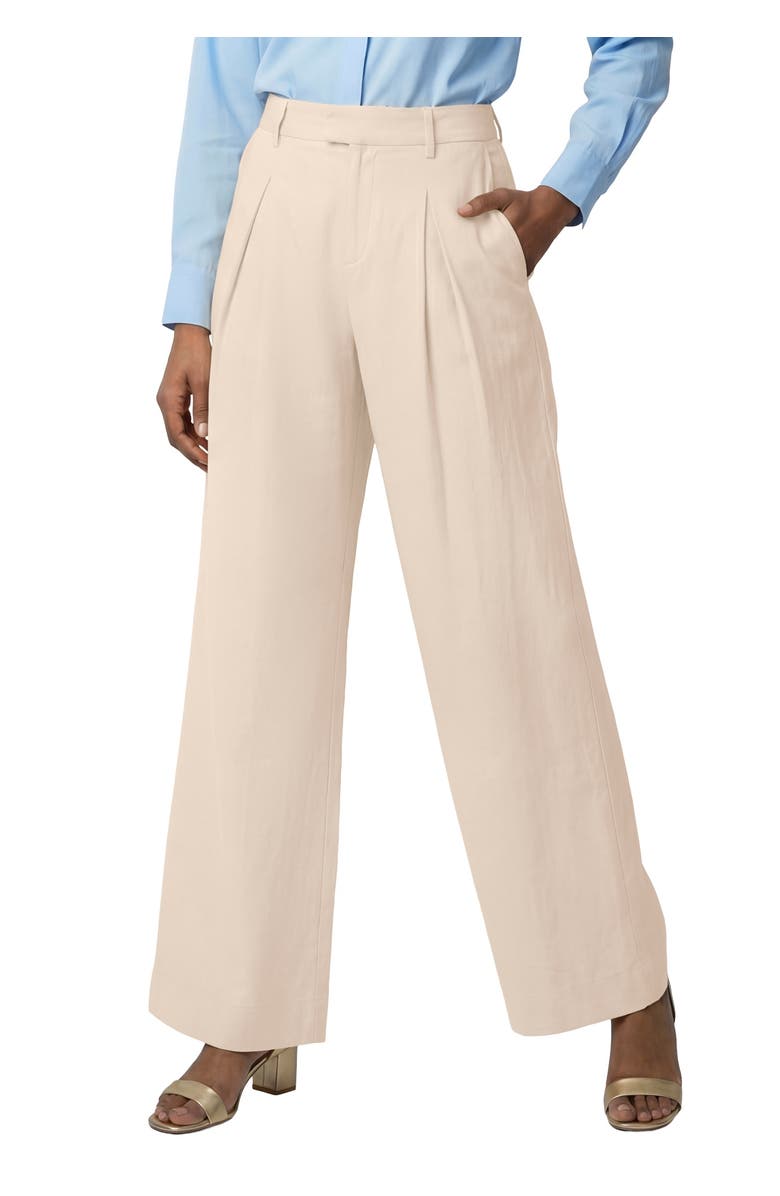 Jessica London Linen Wide-Leg Trouser, Main, color, Oatmeal