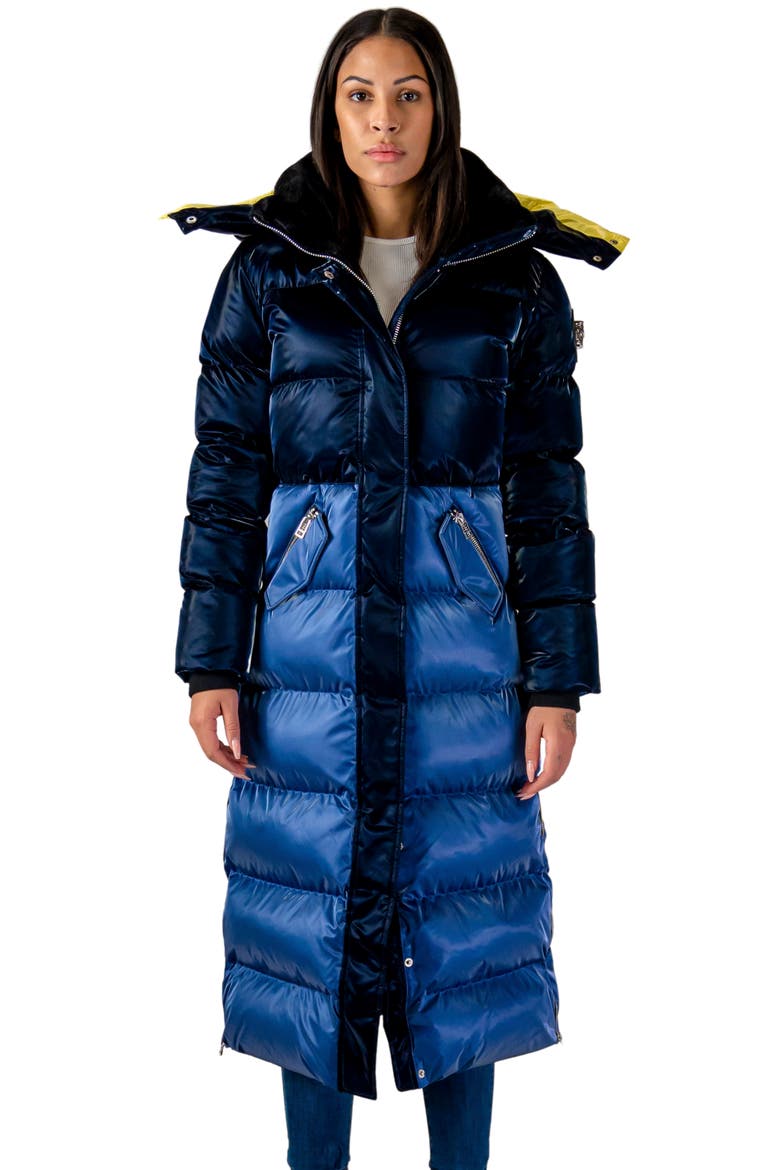 Women's Bird of Paradise Quilted Coat, Main, color, ALL WET BLUE YELLOW