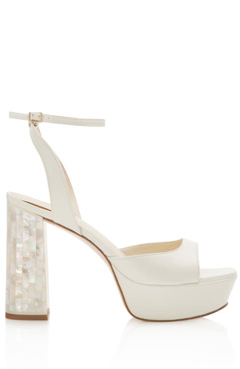 Margot Ankle Strap Pearl Platform Heel Sandal