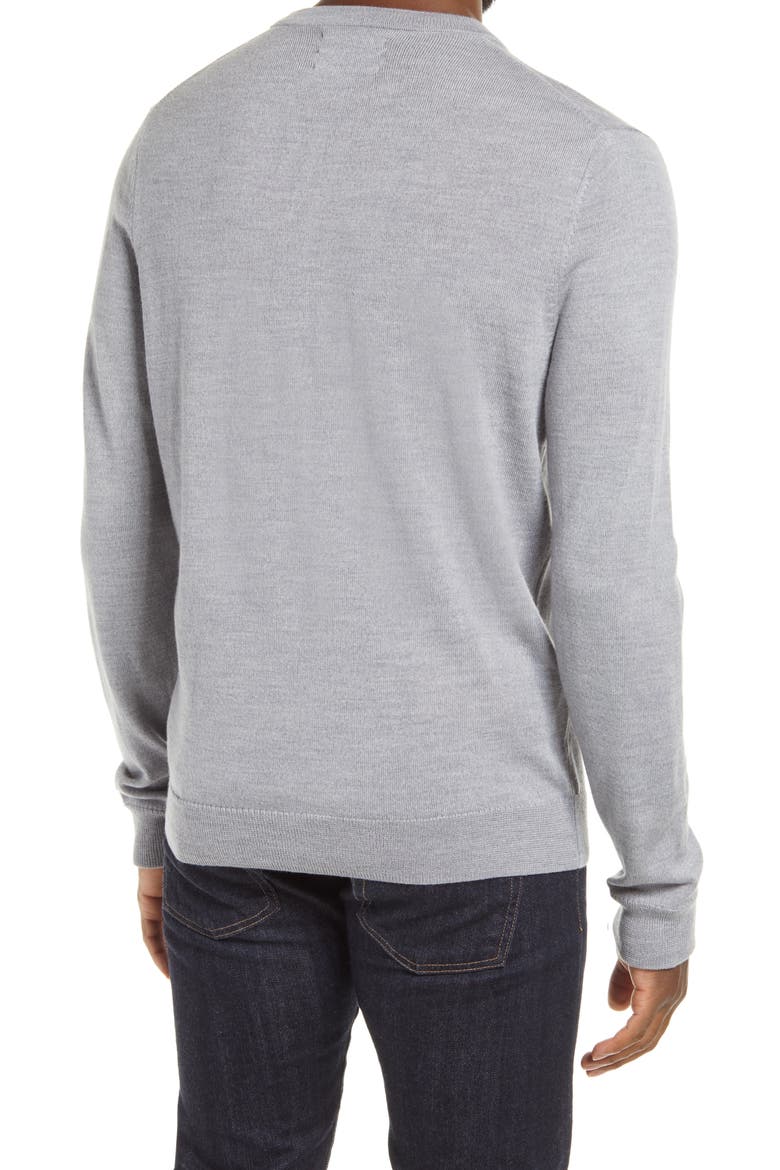 Washable Merino Crewneck Sweater, Alternate, color, GREY ALLOY HEATHER