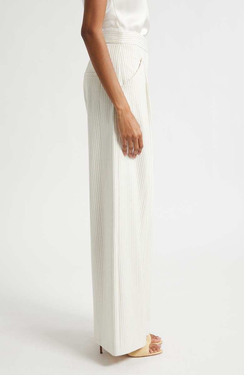 Veronica Beard Rimini Wide Leg Pinstripe Pants, Alternate, color, Dove Multi