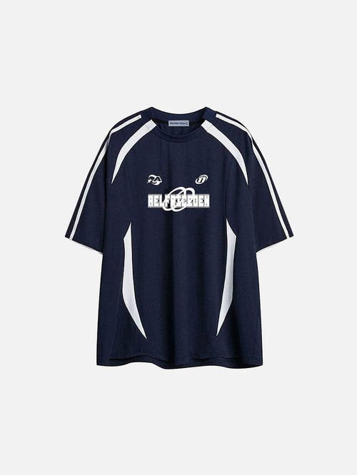 Aelfric Eden Contrast Color Stripe Soccer Jersey In Blue