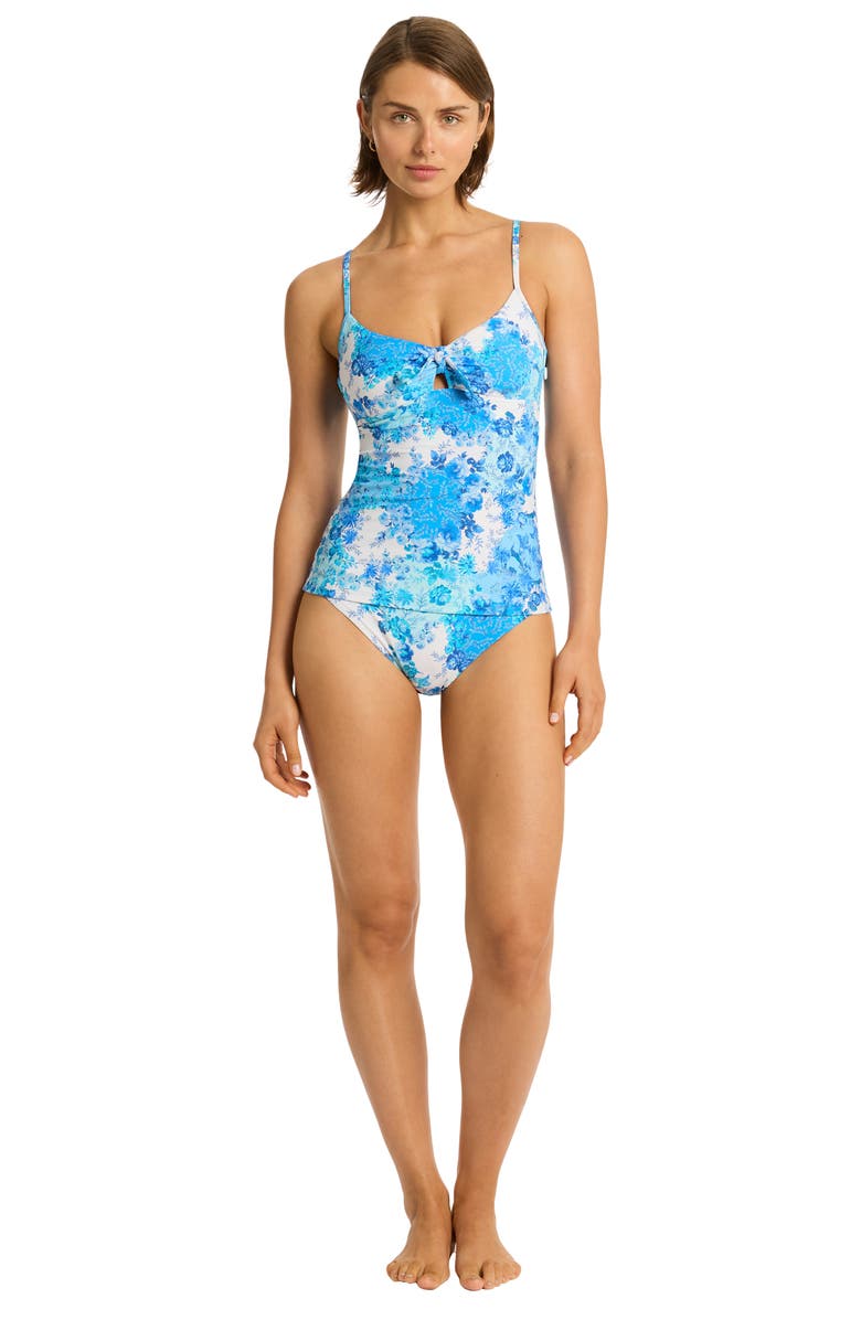 Sea Level Daiseyfield Tie Front Tankini Swim Top, Alternate, color,