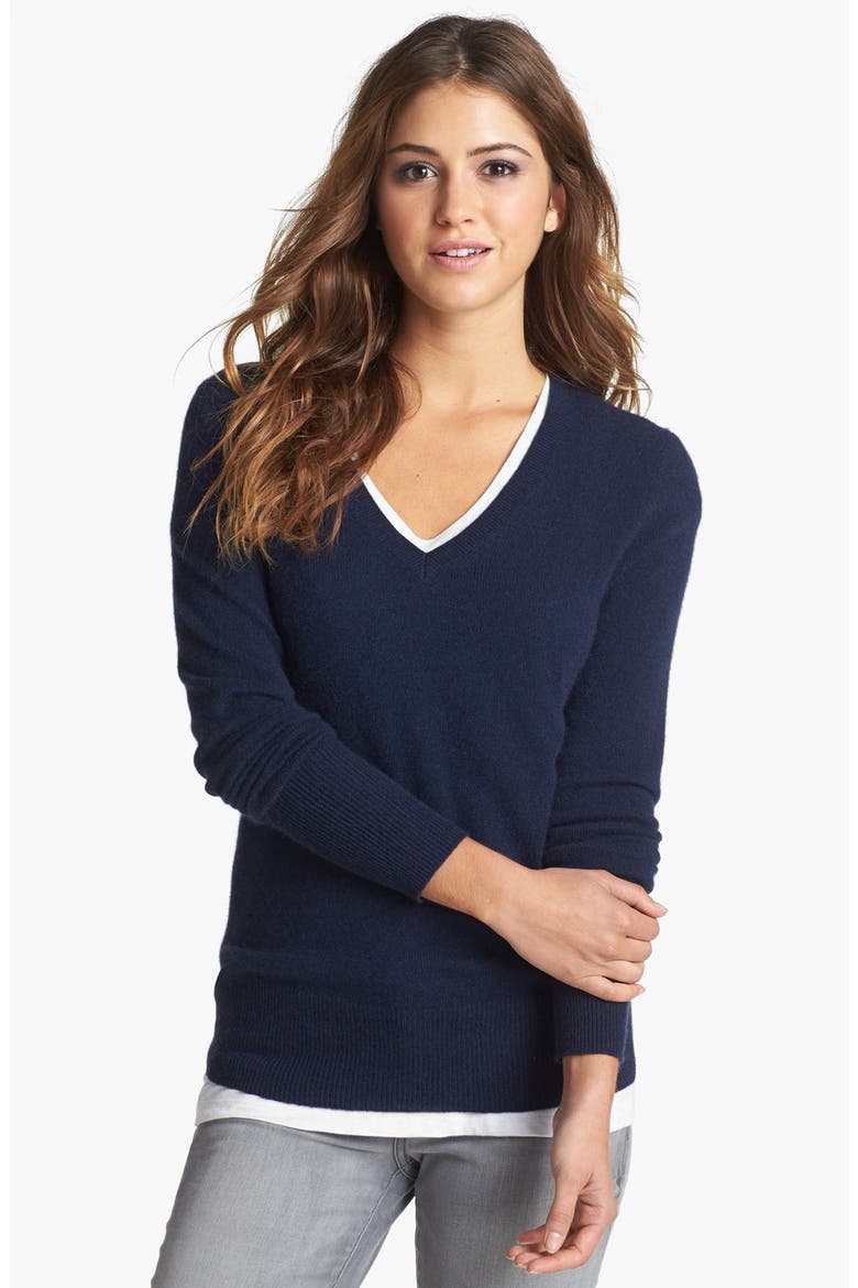 V-Neck Cashmere Sweater, Main, color, NAVY PEACOAT