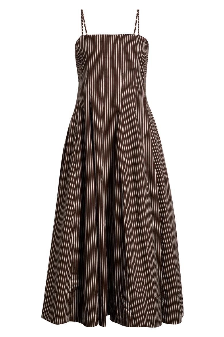 Stripe Fit & Flare Sundress, Alternate, color, CHICORY COFFEE