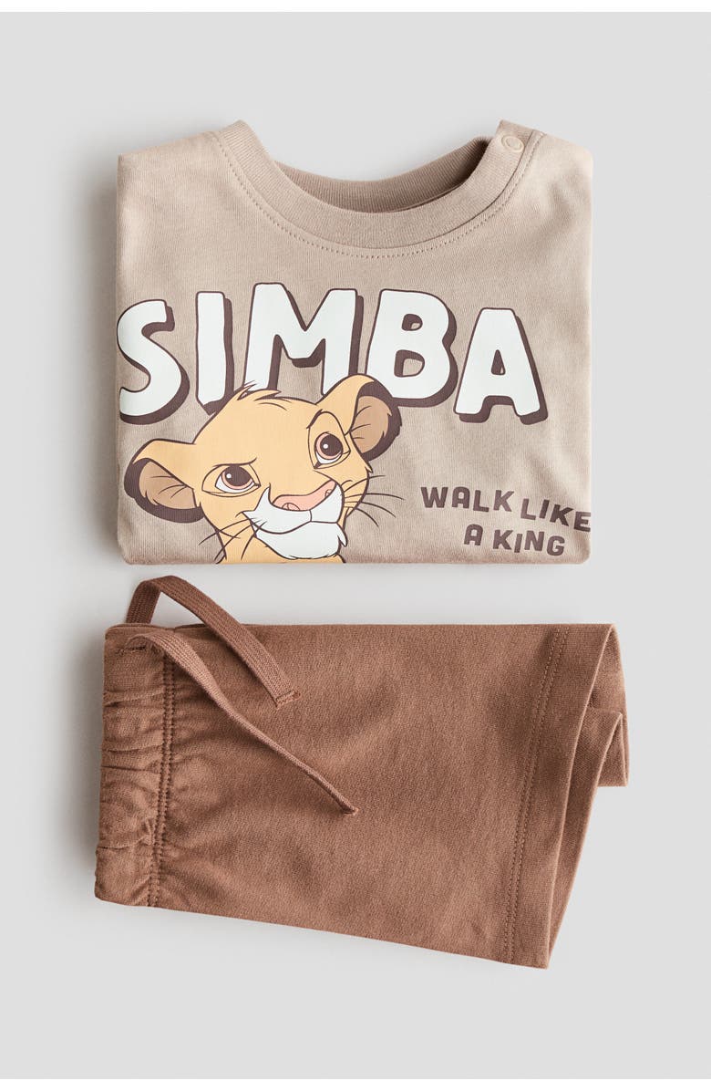 H&M 2-piece printed set, Alternate, color, Beige/The Lion King