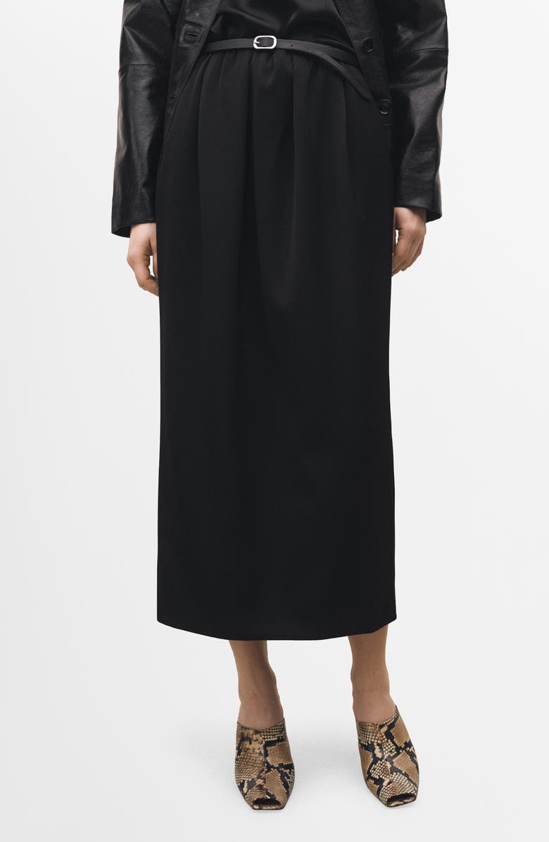 MANGO Gathered Maxi Skirt, Main, color, Black