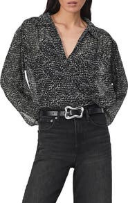 rag & bone Emmy Abstract Print Silk Blend Button-Up Shirt