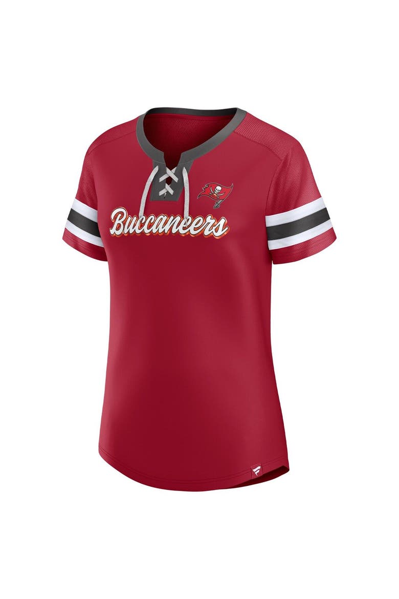 Women's Fanatics Branded Red Tampa Bay Buccaneers Original State Lace-Up T-Shirt, Alternate, color, Red